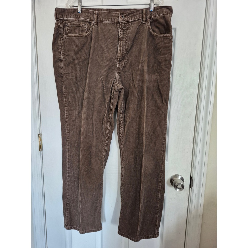 LL Bean Mens 40x30 Brown Corduroy Pants Straight Leg 100% Cotton 0HKF4